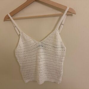 Women's White Crochet V-Neck Cami Top